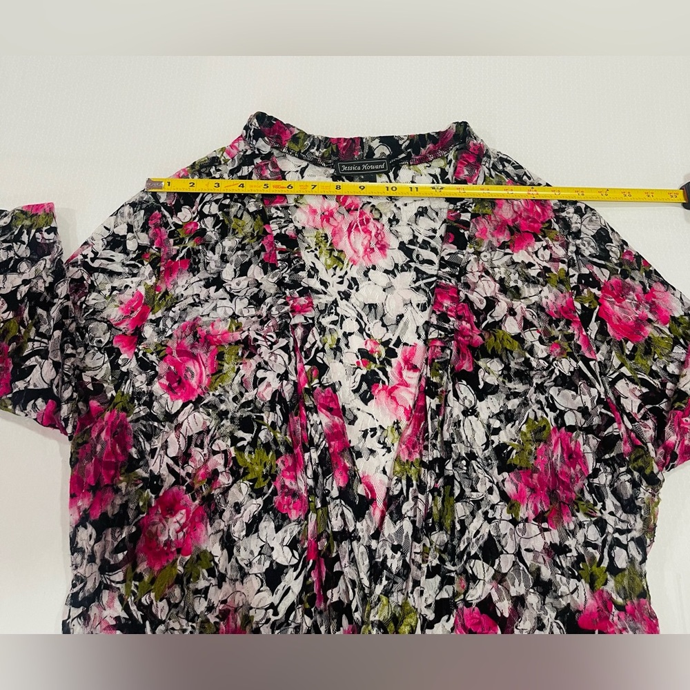 Jessica Howard Pink and Black Floral Kimono - Picture 7 of 11